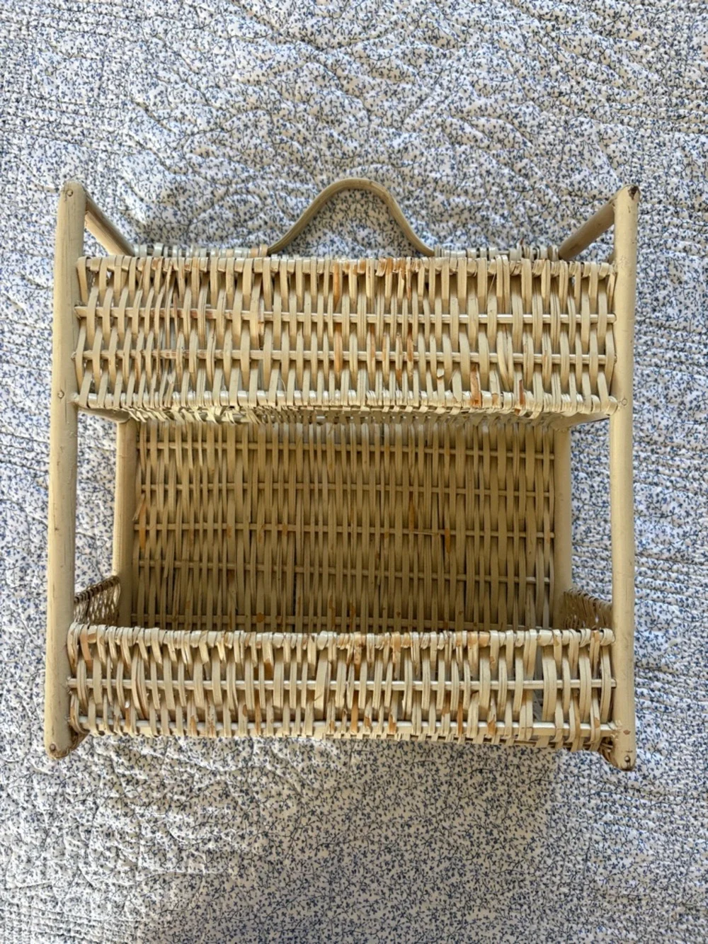 Wicker Two-Tier Storage Basket - Natural Straw Vintage